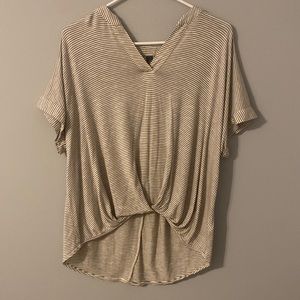 White with Grey/Green Stripes Blouse